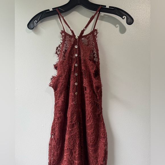 Free People Women’s Halter Rust Lace She’s Got It Intimately Slip Dress Sz XS - Picture 7 of 11